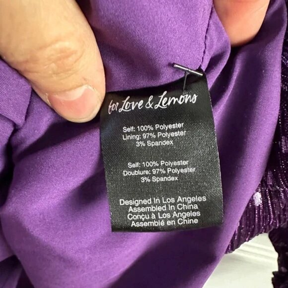 For Love & Lemons La Villette Mini Dress Purple sequins Balloon Sleeves 80s!  M - Picture 15 of 15